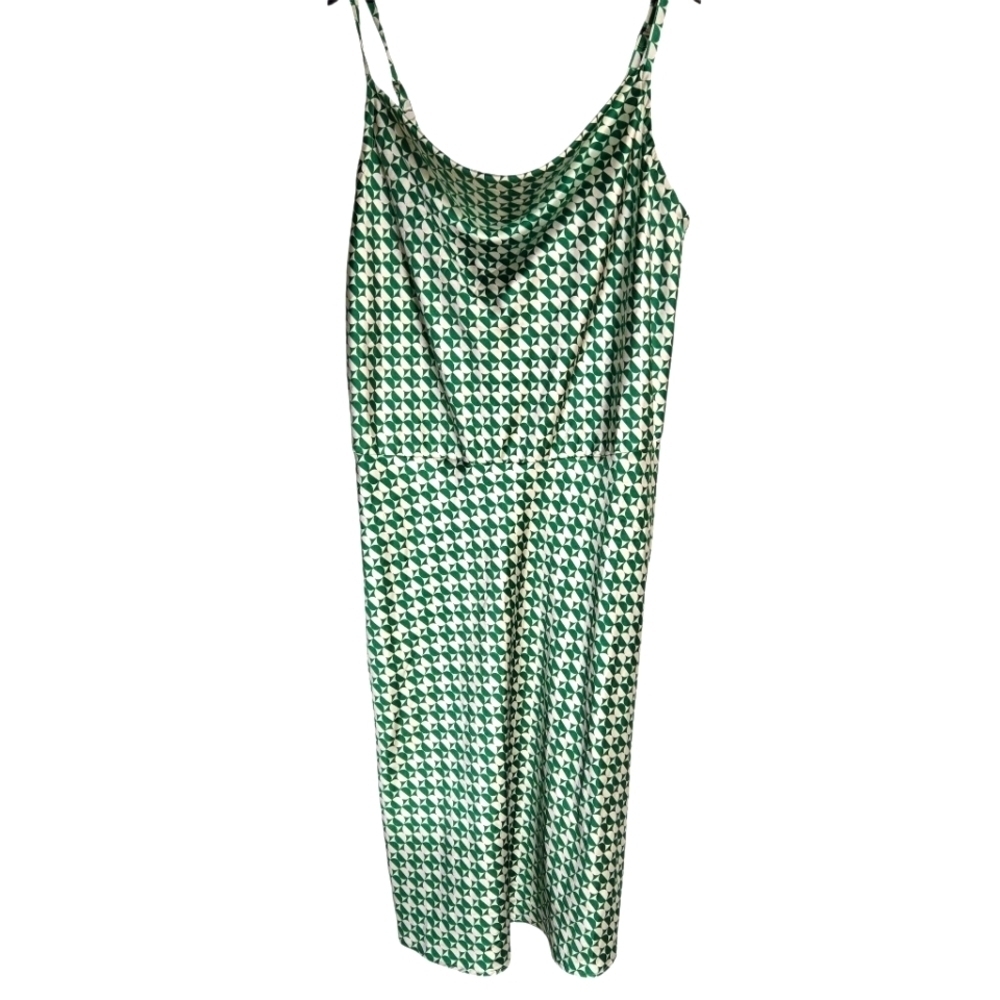 Ava & Viv Green and White Geometric Print Dress Women's Plus 1X - Picture 2 of 6